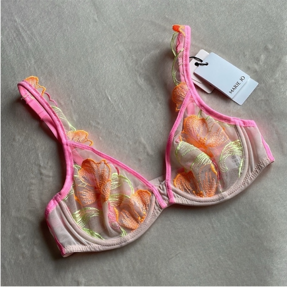 Marie Jo Women's Embroidered Bra - Pink and Orange - Picture 6 of 12